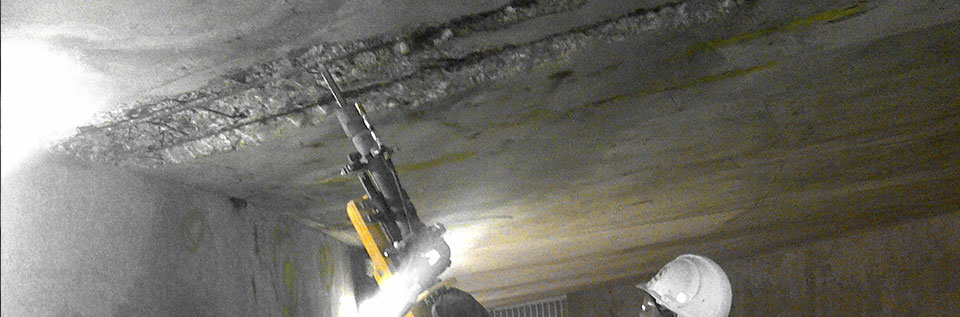 Parking Garage Overhead Concrete Chipping